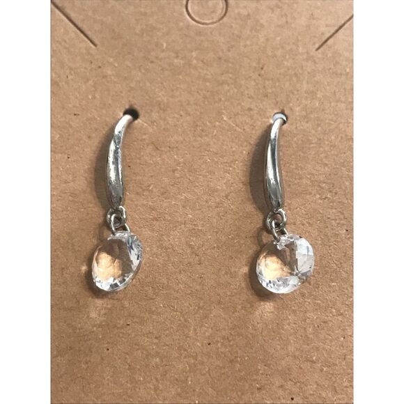 Sterling Silver 925 CZ Drop‎ Dangle EARRINGS - Picture 1 of 4